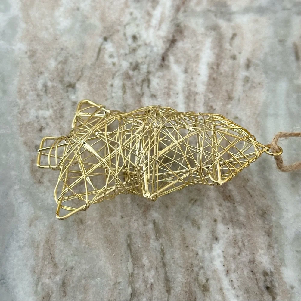 Christmas Tree Ornament - Gold Metal Wire - Holiday Decor